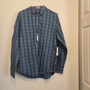 Men's Blue Green Checkered Shirt Medium